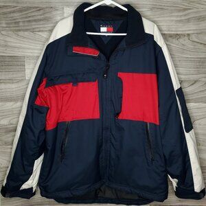 Vintage Tommy Hilfiger Jacket Big Flag Fleece Lined Coat Men’s Large Y2K